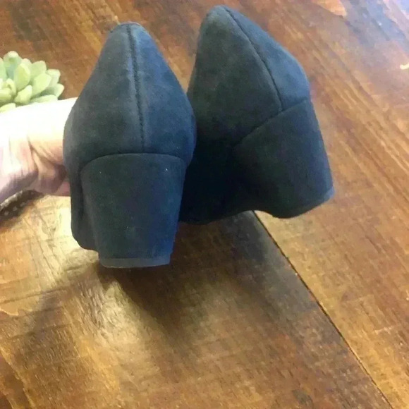 VANELi | Blue Suede Peep Toe Wedge Dress Shoes - Picture 5 of 5